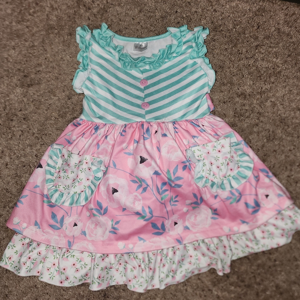 Size 2 Charming Pink and Green Kids Dress